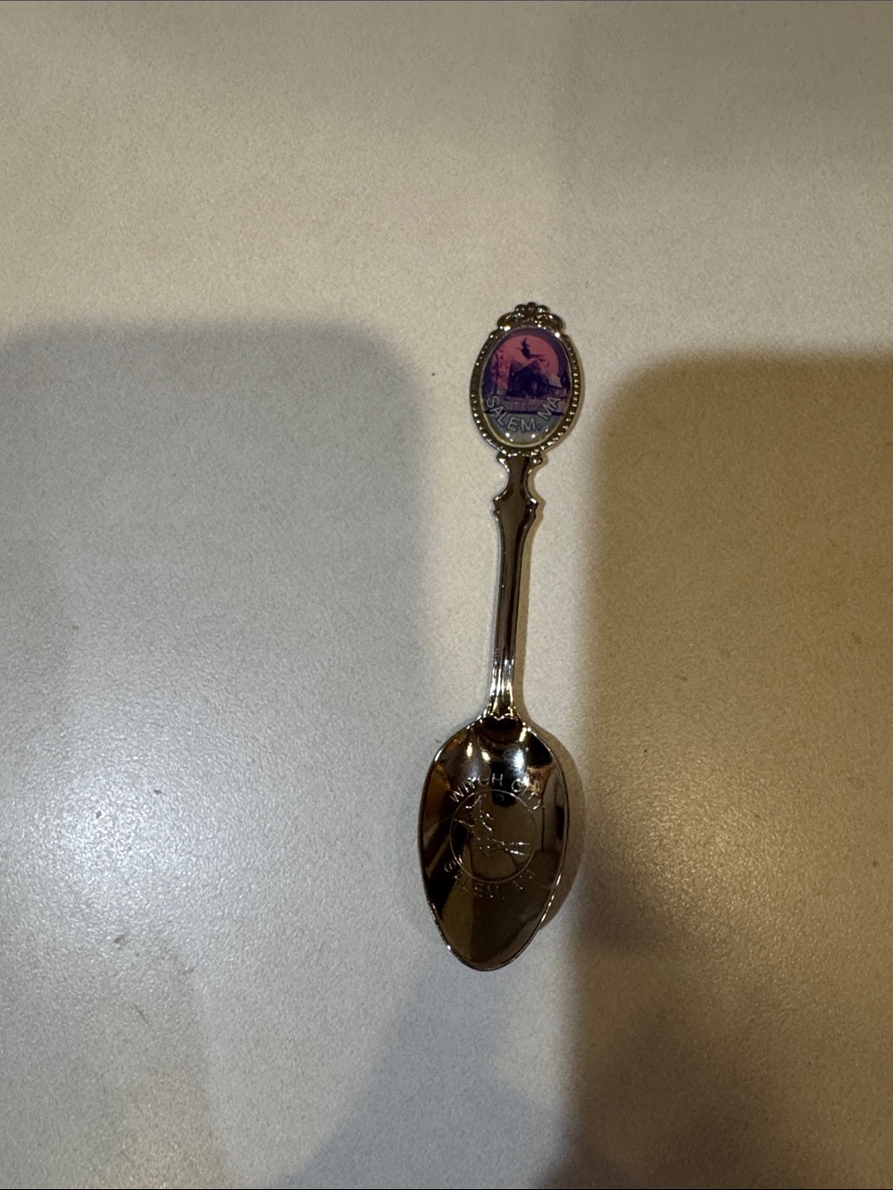 SALEM,MA Souvenir Decorative Silver Spoon with Purple Accent